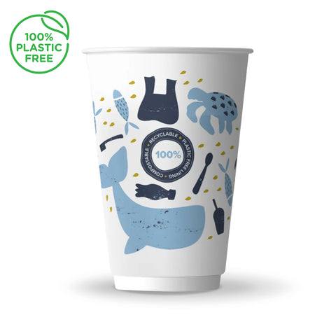 Aqueous Compostable Double Wall Hot Drink Paper Cup (500 pack)