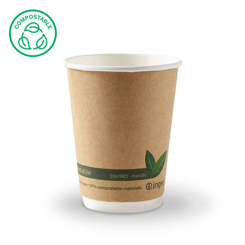 Compostable Kraft Double Wall Hot Drink Paper Cup (500 pack)