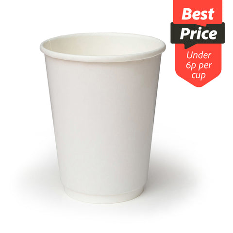 Plain White Double Wall Hot Drink Paper Cup (500 pack)