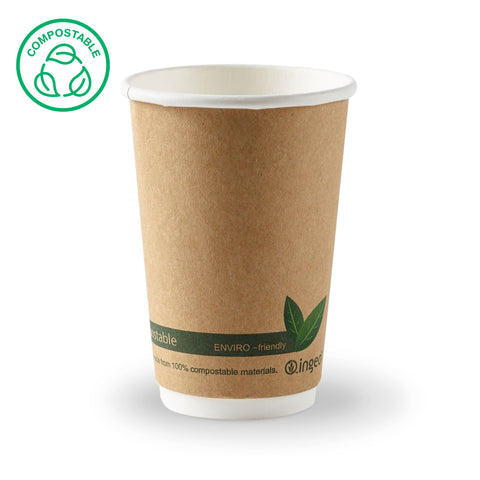 Compostable Kraft Double Wall Hot Drink Paper Cup (500 pack)