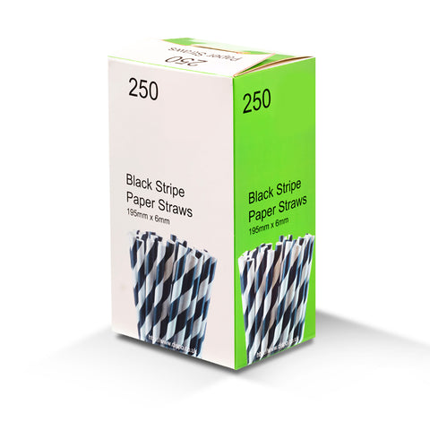 6mm Black Striped Paper Straws (5000 pack)