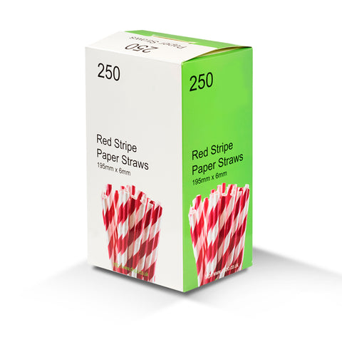 6mm Red Striped Paper Straws (5000 pack)
