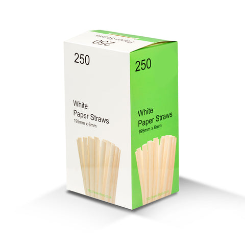 6mm White Paper Straws (5000 pack)
