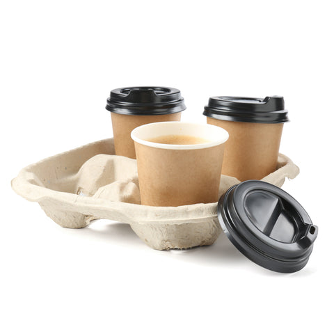Moulded Fibre Cup Carrier Trays 4 Cup (180 pack)