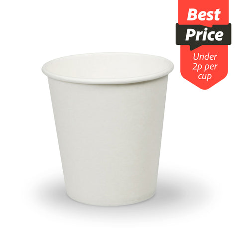 Plain White Single Wall Hot Drink Paper Cup (1000 pack)