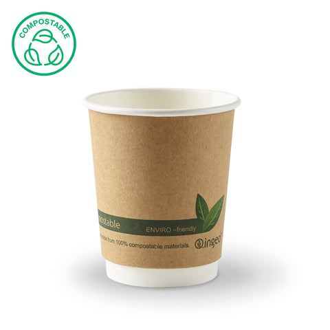 Compostable Kraft Double Wall Hot Drink Paper Cup (500 pack)