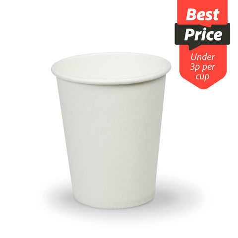 Plain White Single Wall Hot Drink Paper Cup (1000 pack)