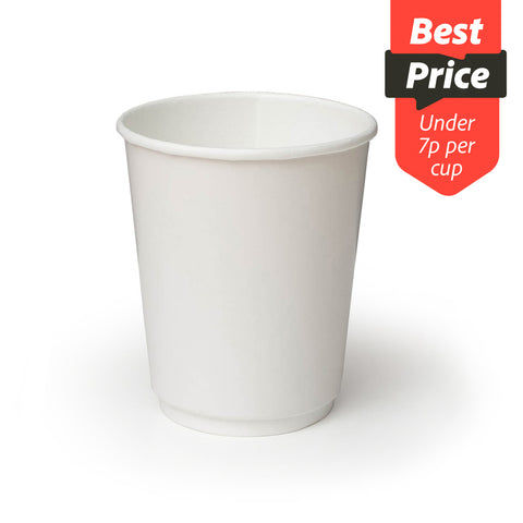 Plain White Double Wall Hot Drink Paper Cup (500 pack)