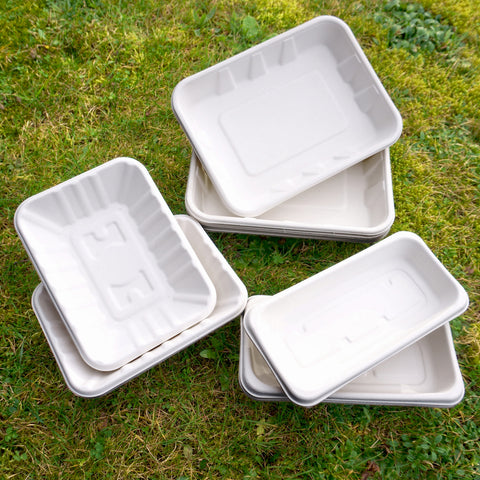 Bagasse Ribbed Food Trays (500 & 800 packs)