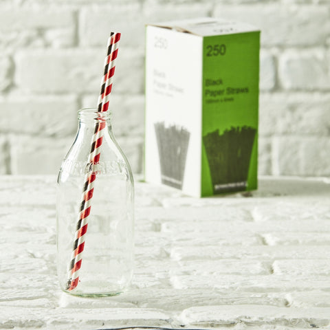 6mm Black Striped Paper Straws (5000 pack)