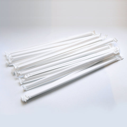 6mm Individually Wrapped White Paper Straws (1000 pack)