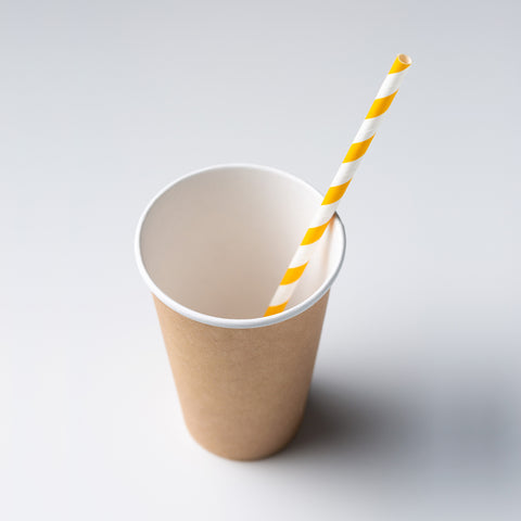 6mm Yellow Striped Paper Straws (250 pack)